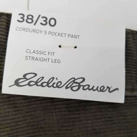 EDDIE BAUER Corduroy Pants Slat Green Men's Straight Leg Cotton 38 x30 - Picture 8 of 10